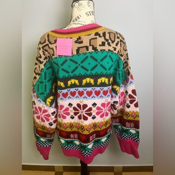 Kate Spade  Flower Intarsia wool blend Sweater NWT Size XXL - Picture 2 of 7